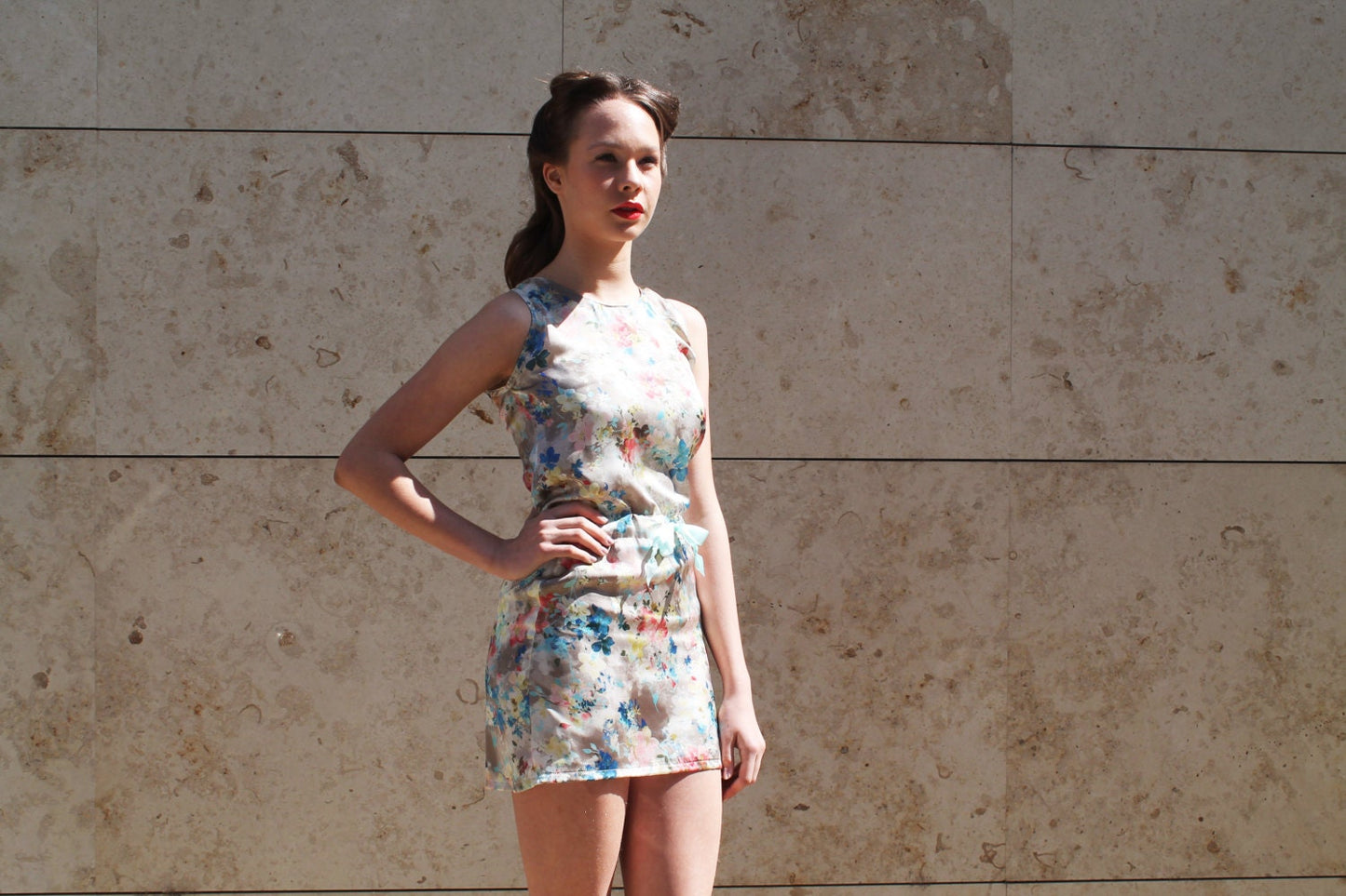 SALE Flower pattern floral silk minidress classy bridesmaid dress