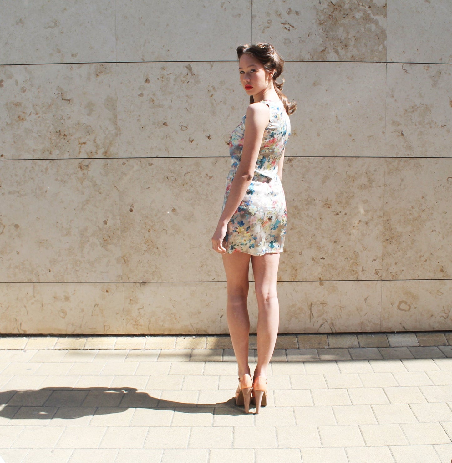 SALE Flower pattern floral silk minidress classy bridesmaid dress