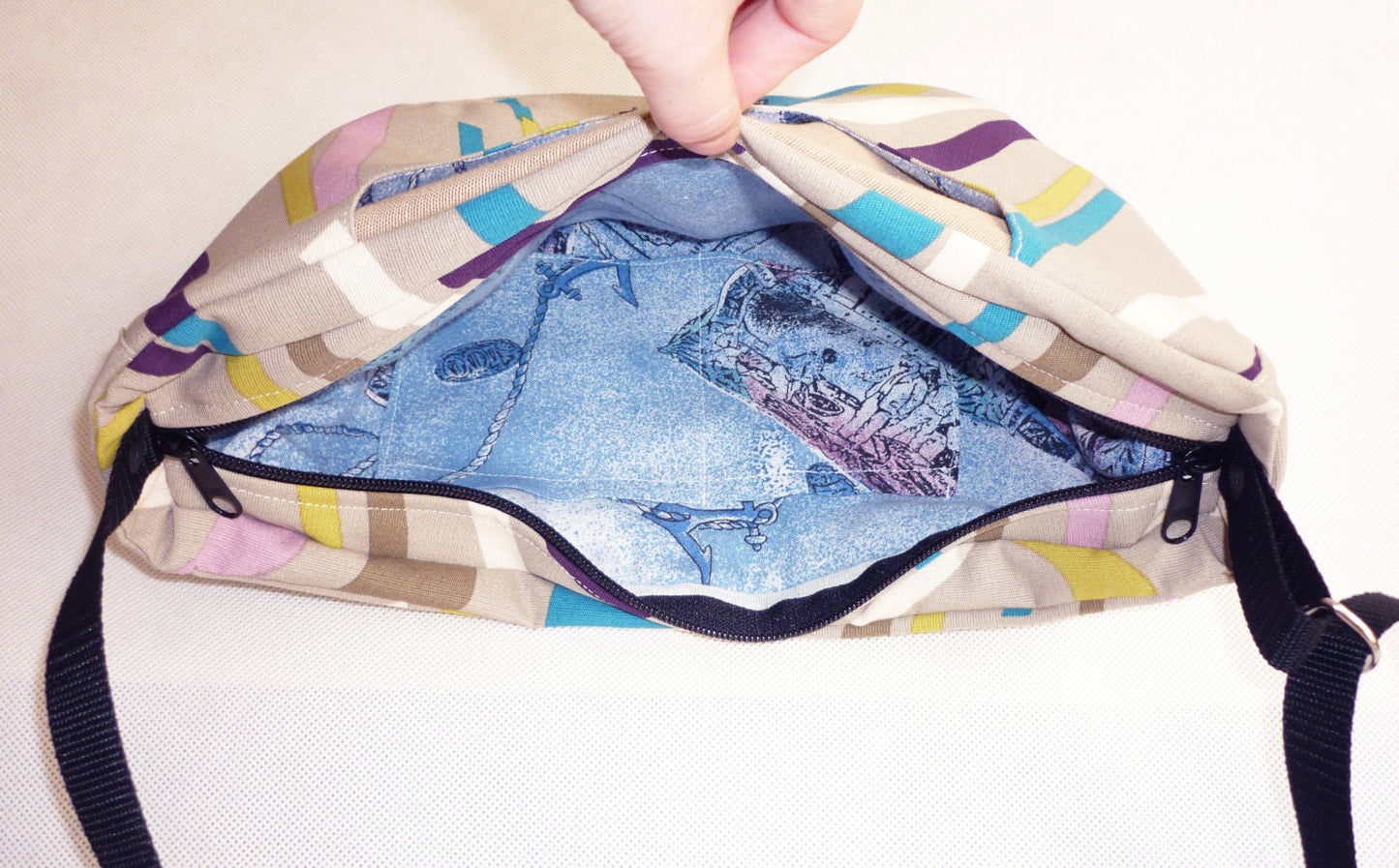 Beige striped pattern purse crossbody bag concealed carry purse Pluto