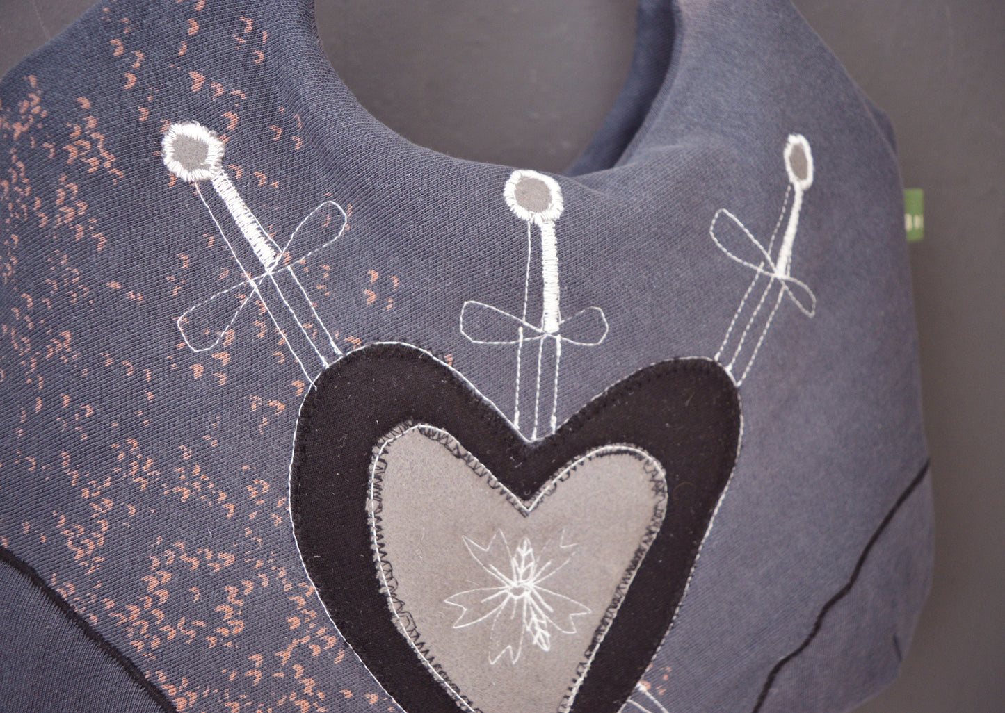 Gray purse with heart and swords cool medium purse handbag shoulder bag canvas bag everyday purse alternative old school tattoo style