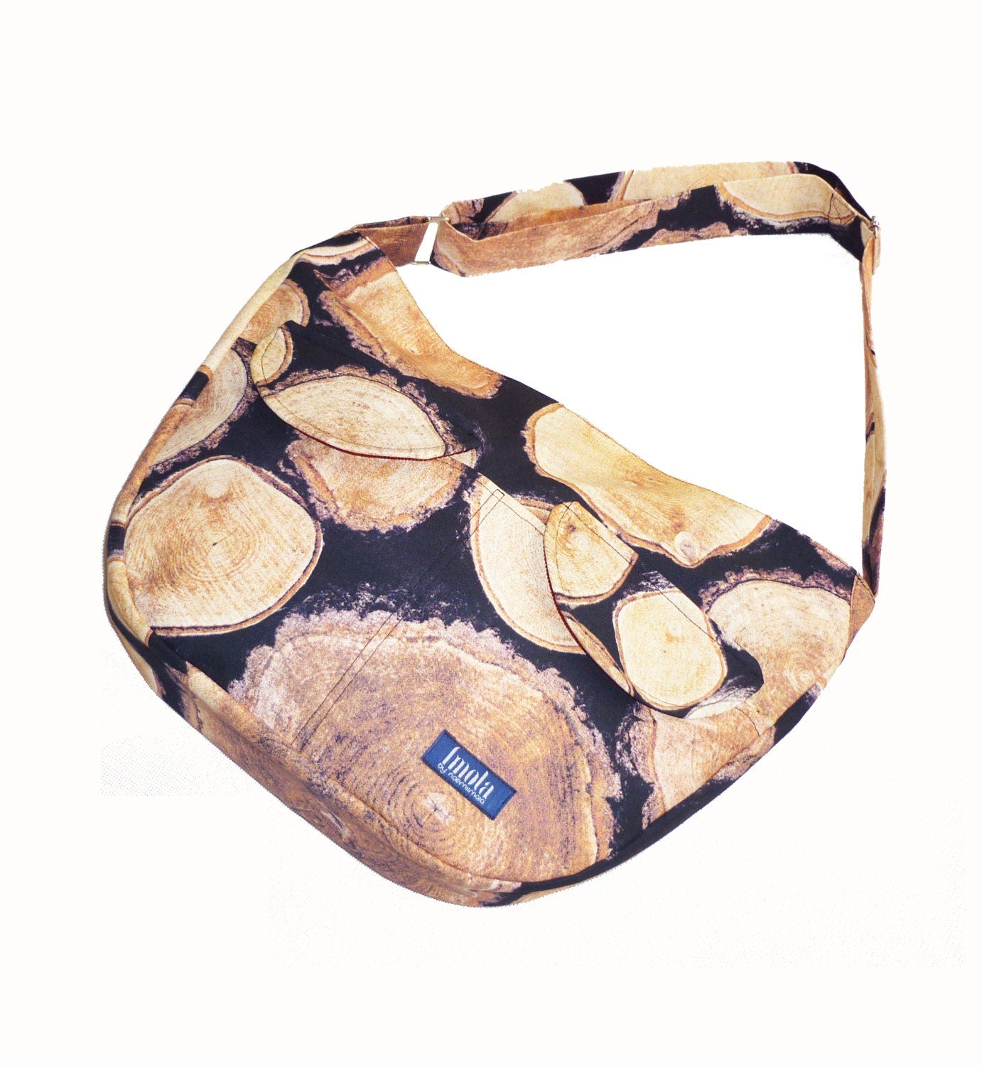 Crossbody bag bike messenger bag with natural wood pattern