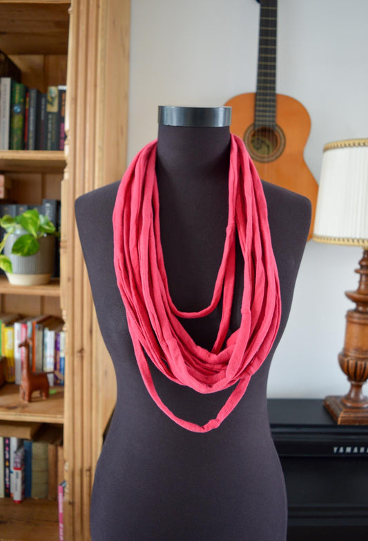 Fuchsia pink necklace neck ornament loop scarf infinity scarf round scarf OOAK