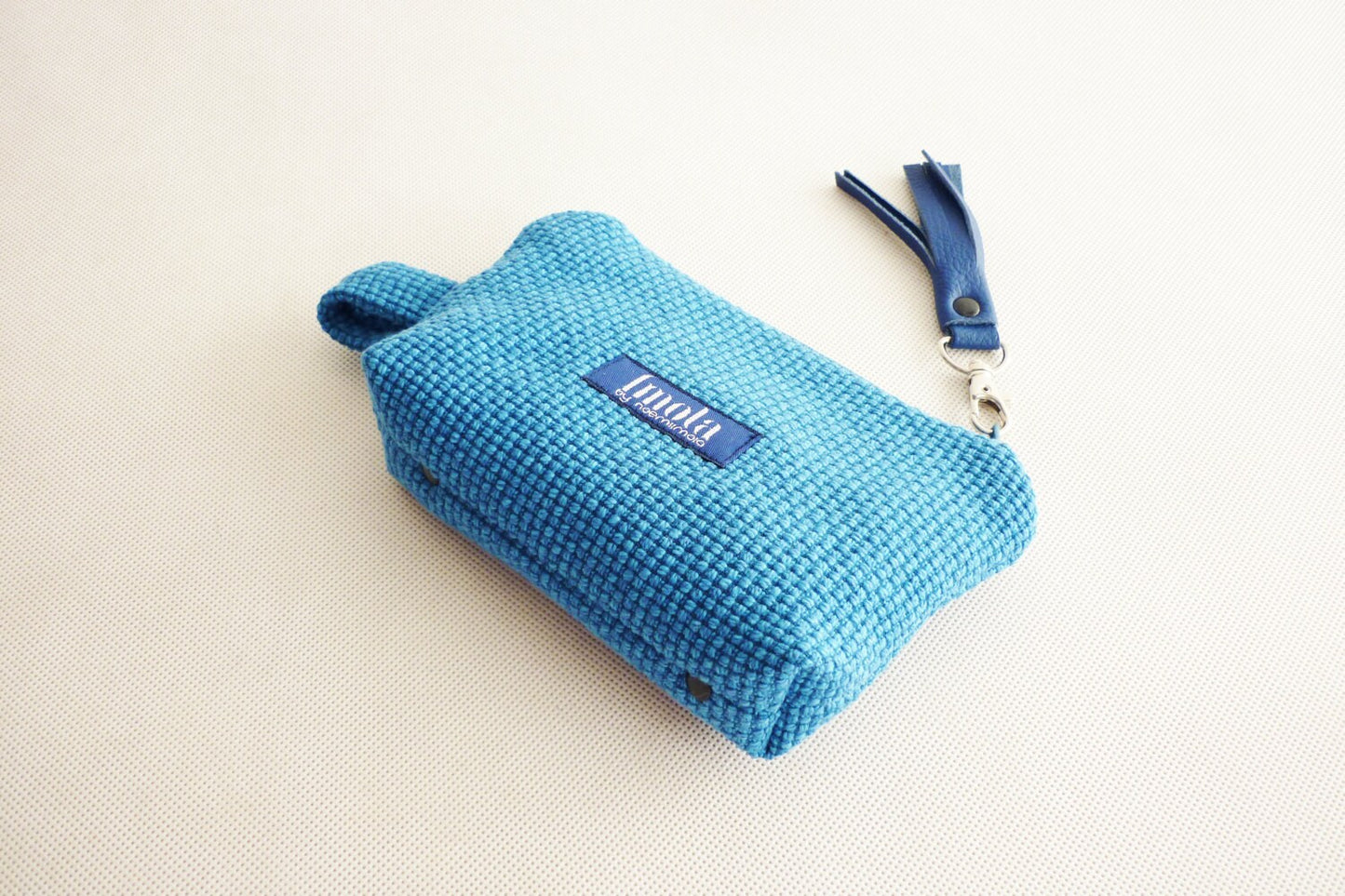 SALE Cosmetic bag pouch pencil pouch beauty bag pencil case makeup bag zipper pouch sky blue capri breeze leather tassel