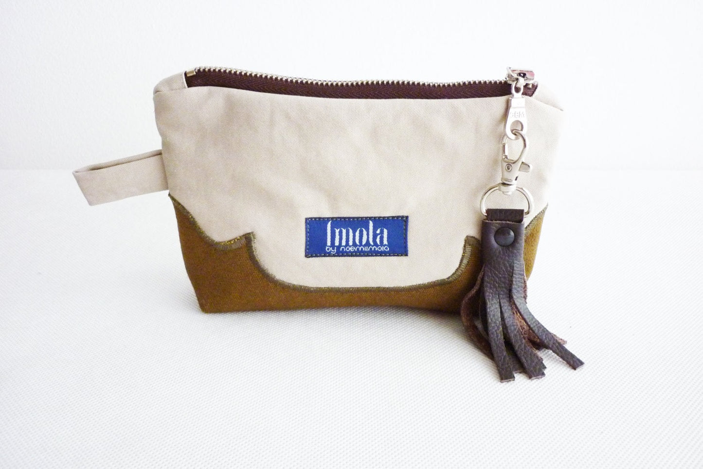 SALE Cosmetic bag pouch pencil pouch beauty bag pencil case makeup bag zipper pouch western country cottage chic beige green leather tassel