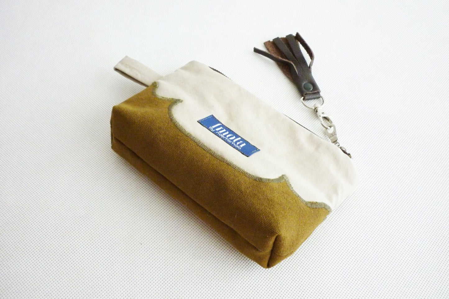 SALE Cosmetic bag pouch pencil pouch beauty bag pencil case makeup bag zipper pouch western country cottage chic beige green leather tassel