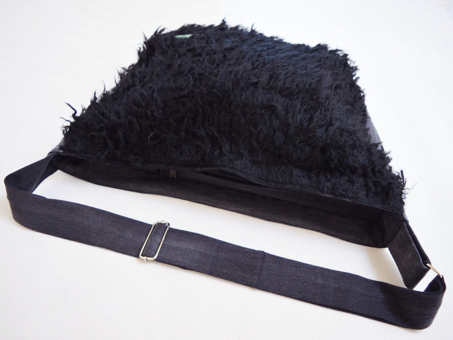 Bike crossbody bag bike messenger bag black fur fake fur faux fur puli roller skate bag diaper bag shoulder bag