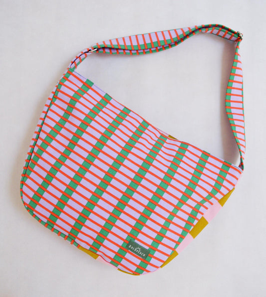 Colorful crossbody bag bike messenger bag pink green yellow geometric print