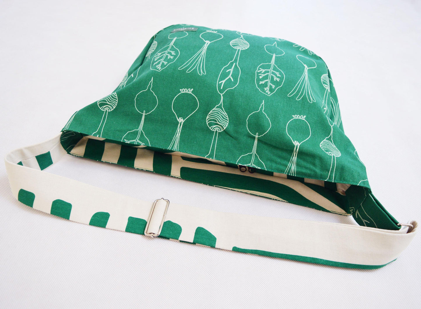 Radish green beige crossbody bag bike messenger bag with carrot print