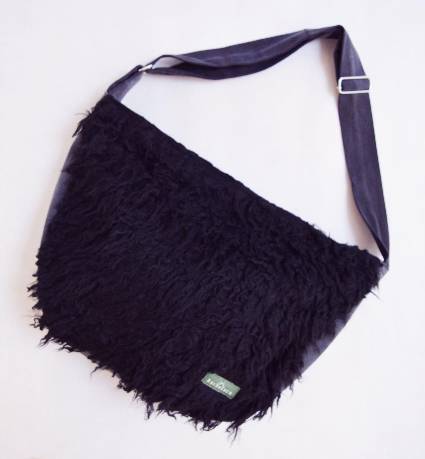 Bike crossbody bag bike messenger bag black fur fake fur faux fur puli roller skate bag diaper bag shoulder bag