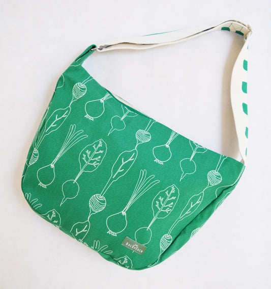 Radish green beige crossbody bag bike messenger bag with carrot print