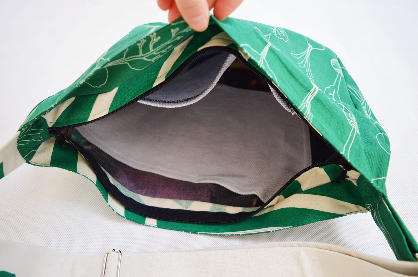 Radish green beige crossbody bag bike messenger bag with carrot print