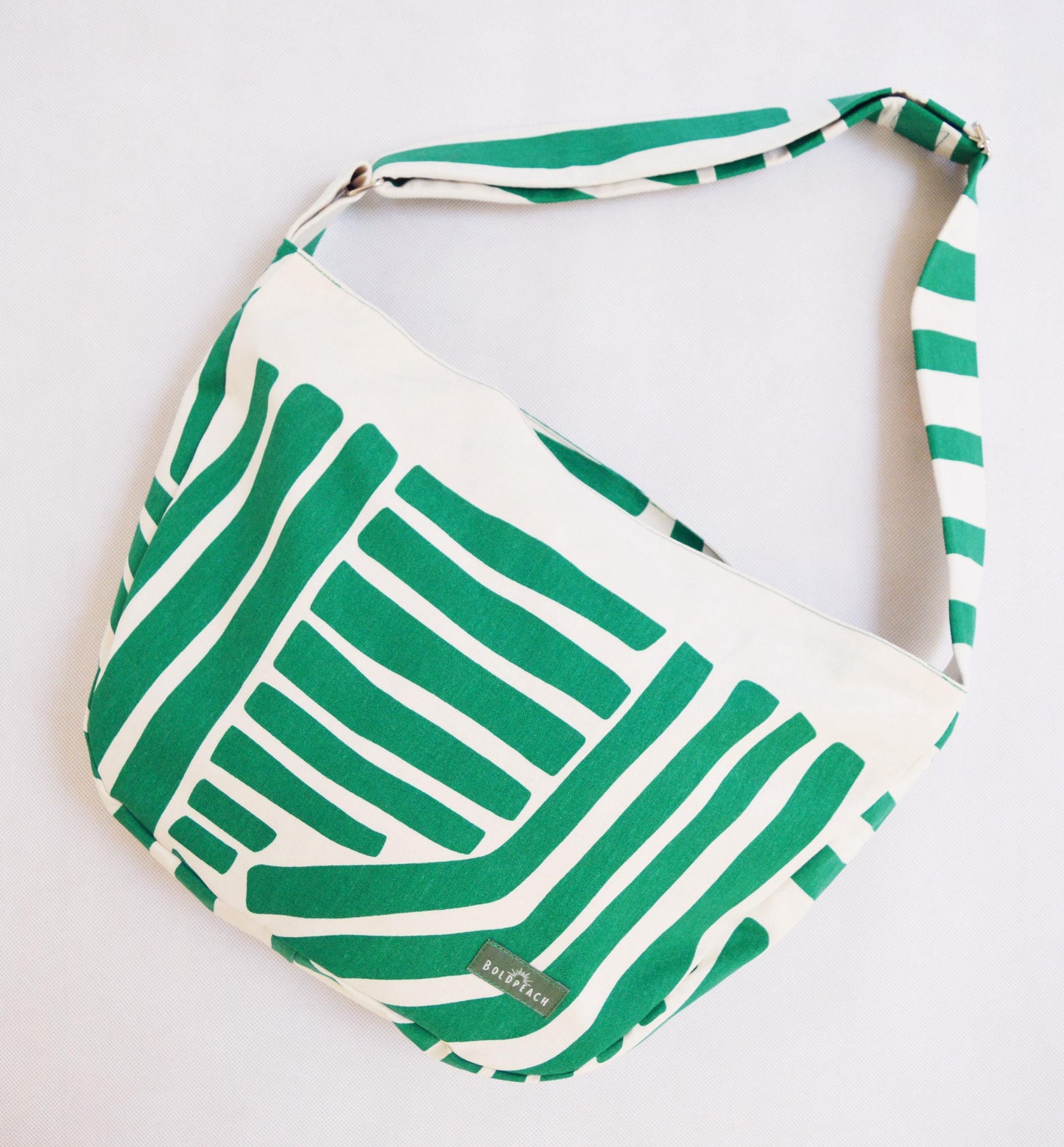 Green beige crossbody bag bike messenger bag with stripes