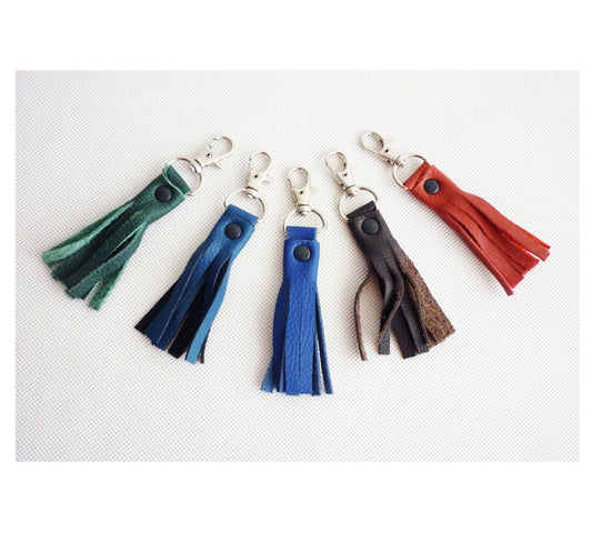 Genuine leather tassel keychain bag accessories