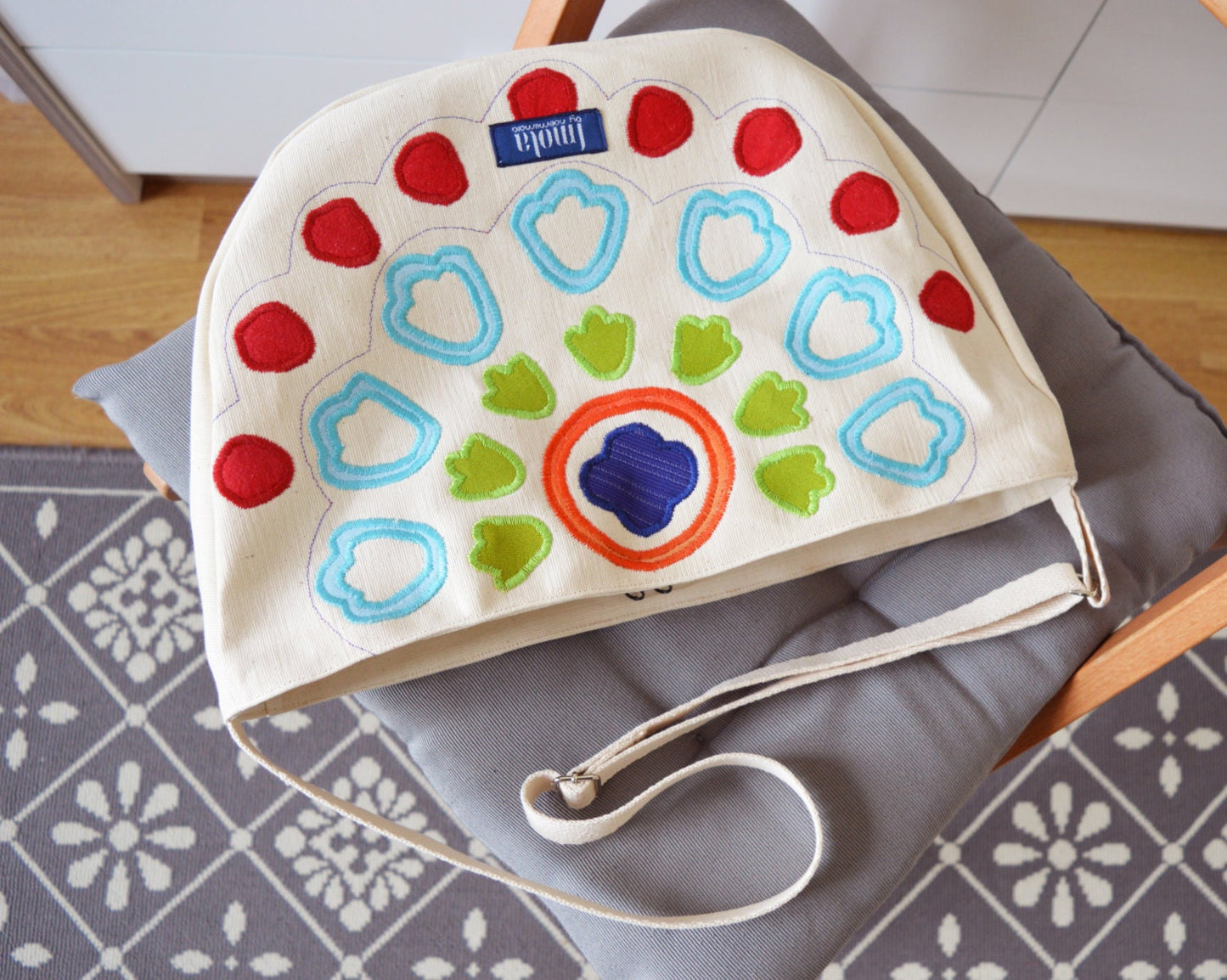 Beige purse crossbody bag messenger bag medium vegan bag mandala applique OOAK moroccan turkish oriental ethnic purse small vegan fashion