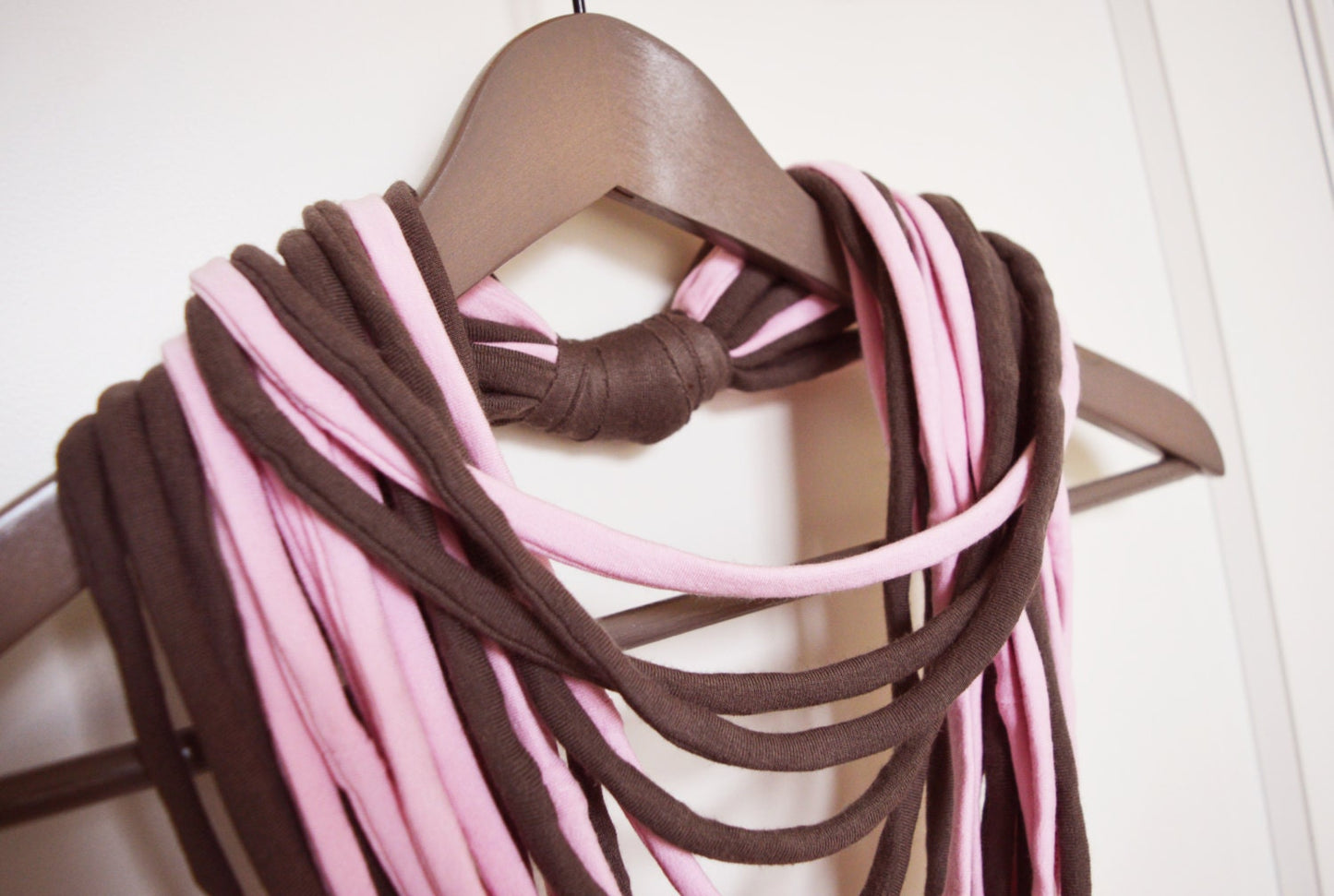 SALE! Pink gray-brown necklace neck ornament loop scarf infinity scarf round scarf long rose quartz pantone
