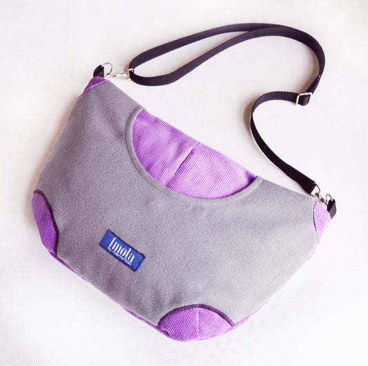 Purple gray purse crossbody bag concealed carry purse messenger bag canvas bag shoulder bag hobo bag grey plum purse corduroy purse bag OOAK