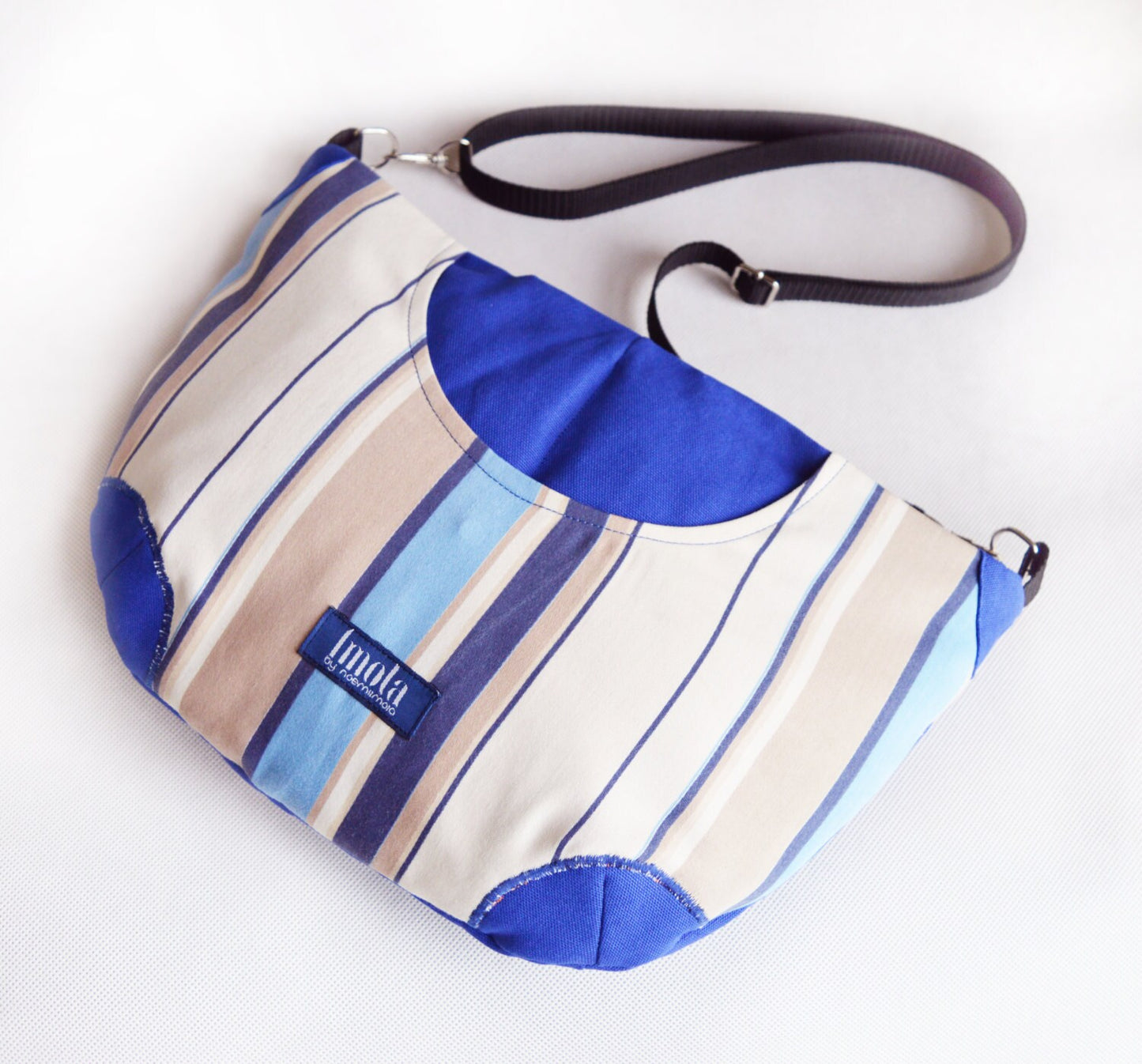 Striped blue purse crossbody bag concealed carry purse messenger bag canvas bag shoulder bag hobo bag royal blue purse beige strips sapphire